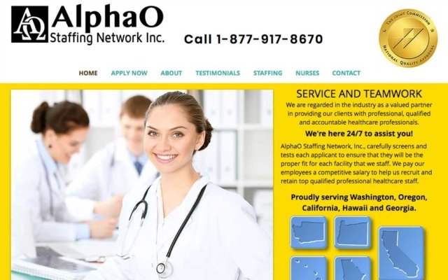 Updated website design for Alpha O Staffing