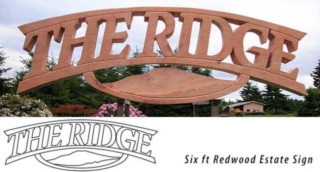 Hand carved six ft redwood estate sign