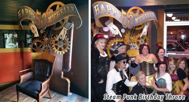 Steampunk throne designed for a 50th birthday party