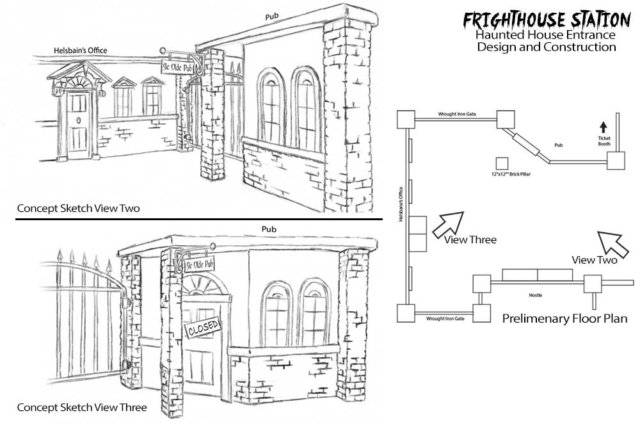 Haunted house entrance design and construction