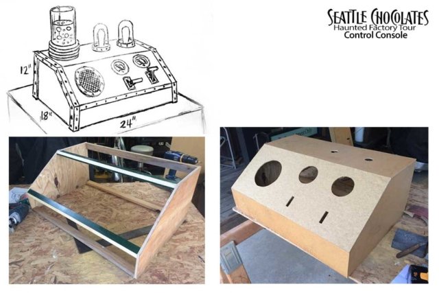 Design and build a steampunk control console for Seattle Chocolates Haunted Factory Tour