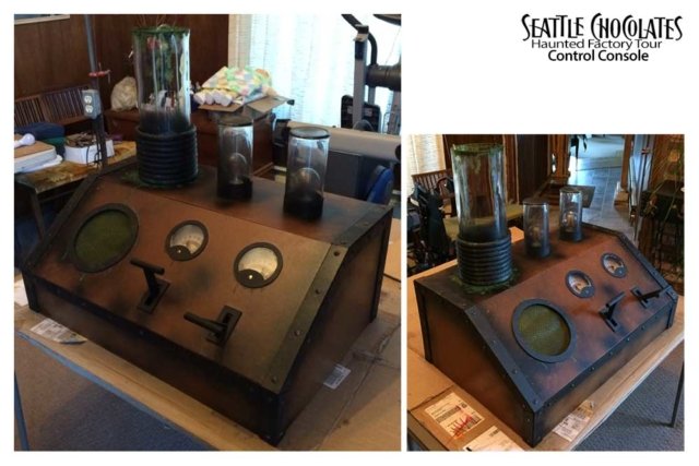 Design and build a steampunk control console for Seattle Chocolates Haunted Factory Tour